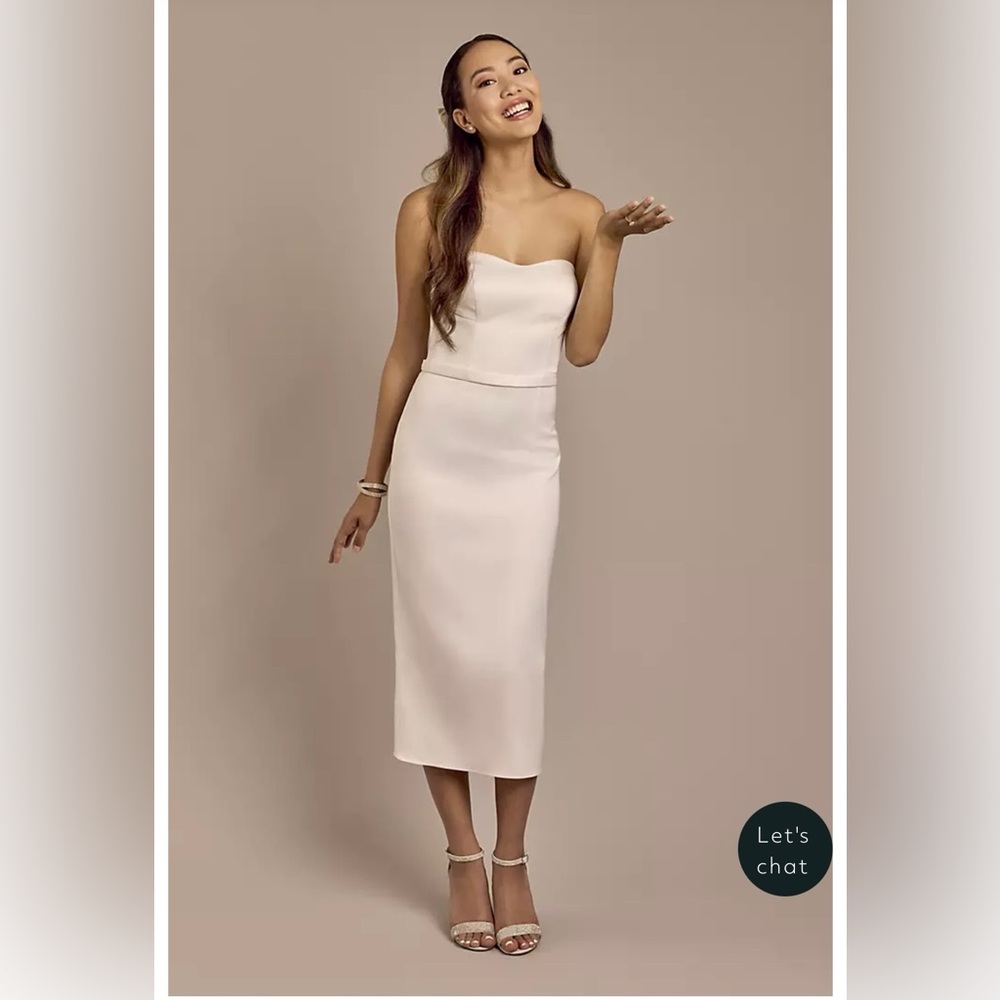 Chic Strapless Soft White Dress. Perfect for a Bridal Event or Special Occasion